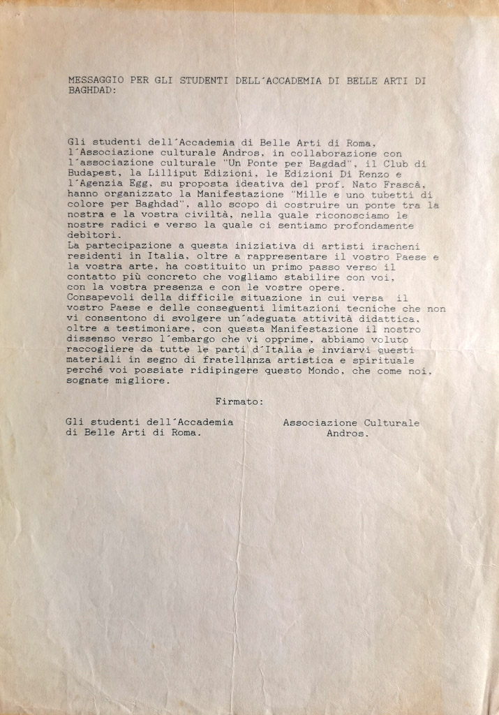 Mille e uno messaggio per AABB Baghdad web